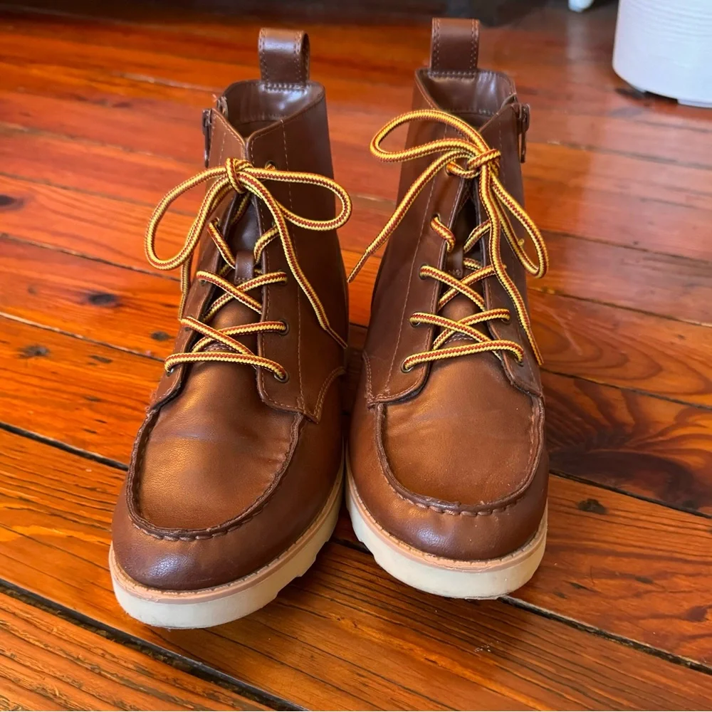 Boys' Bosley Ankle Zip Up Boots Cognac - Cat & Jack Size 5 Youth